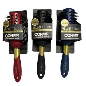 Conair Velvet Touch Round Hair Brush - 3 Pack NWT